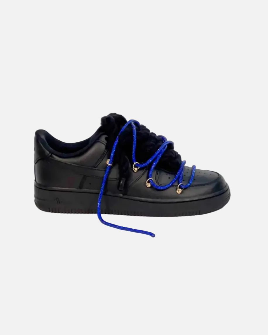 Air Force 1 Black Overlaces Glitter Blue