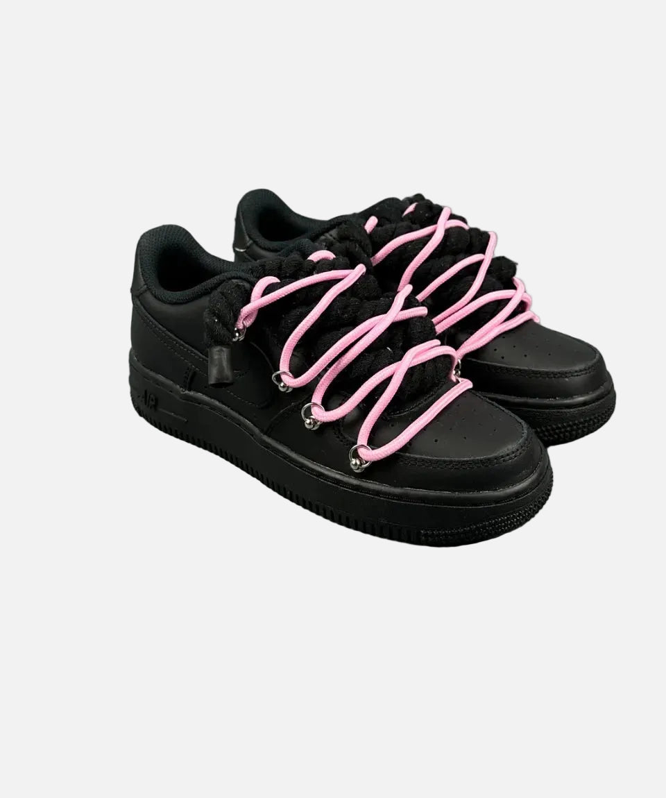 Air Force 1 Black Overlaces Pink