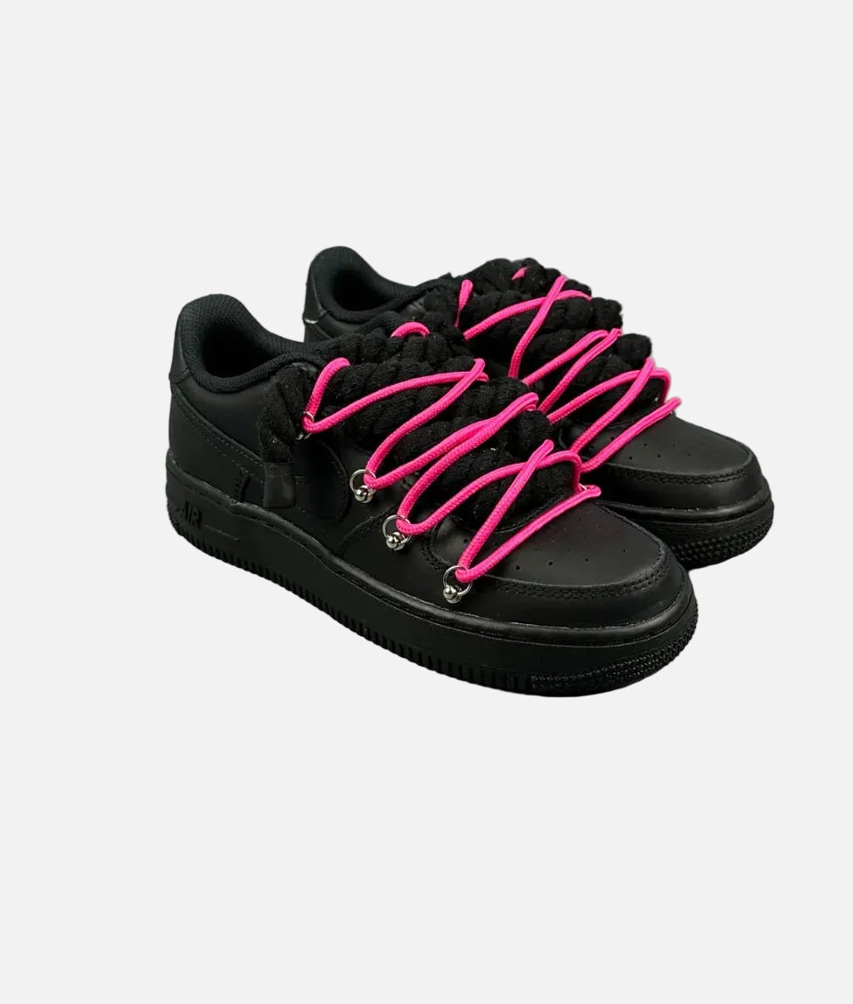 Air Force 1 Black Overlaces Pink