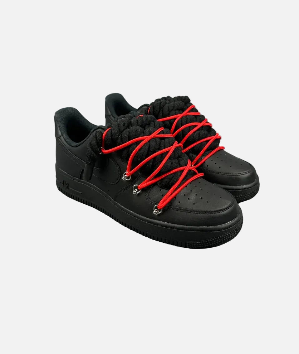 Air Force 1 Black Overlaces Red