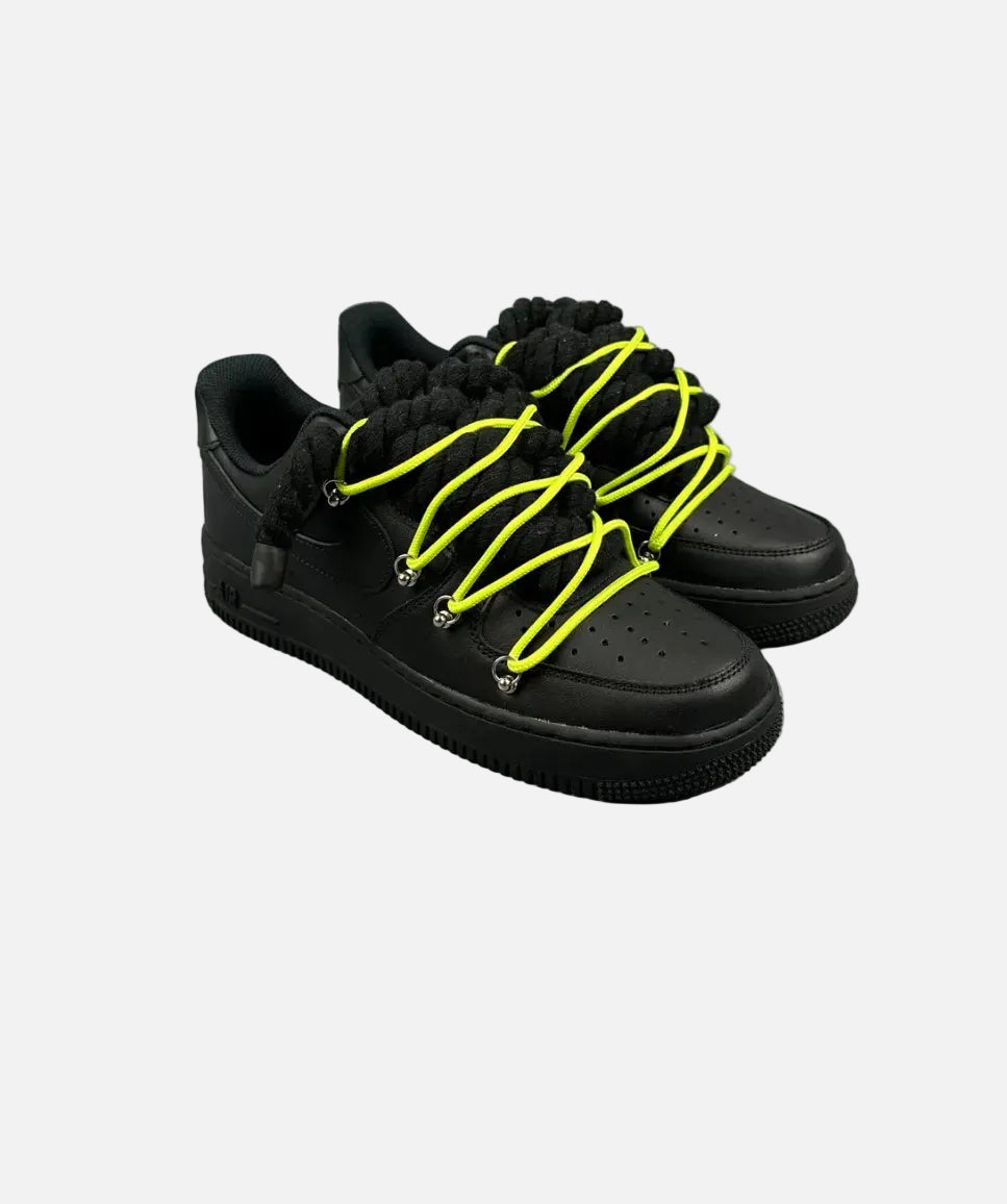 Air Force 1 Black Overlaces Yellow