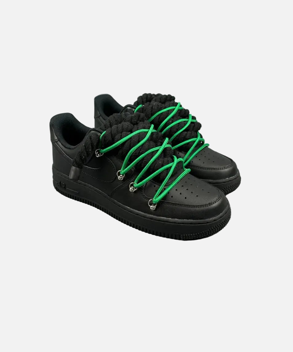 Air Force 1 Black Overlaces Green