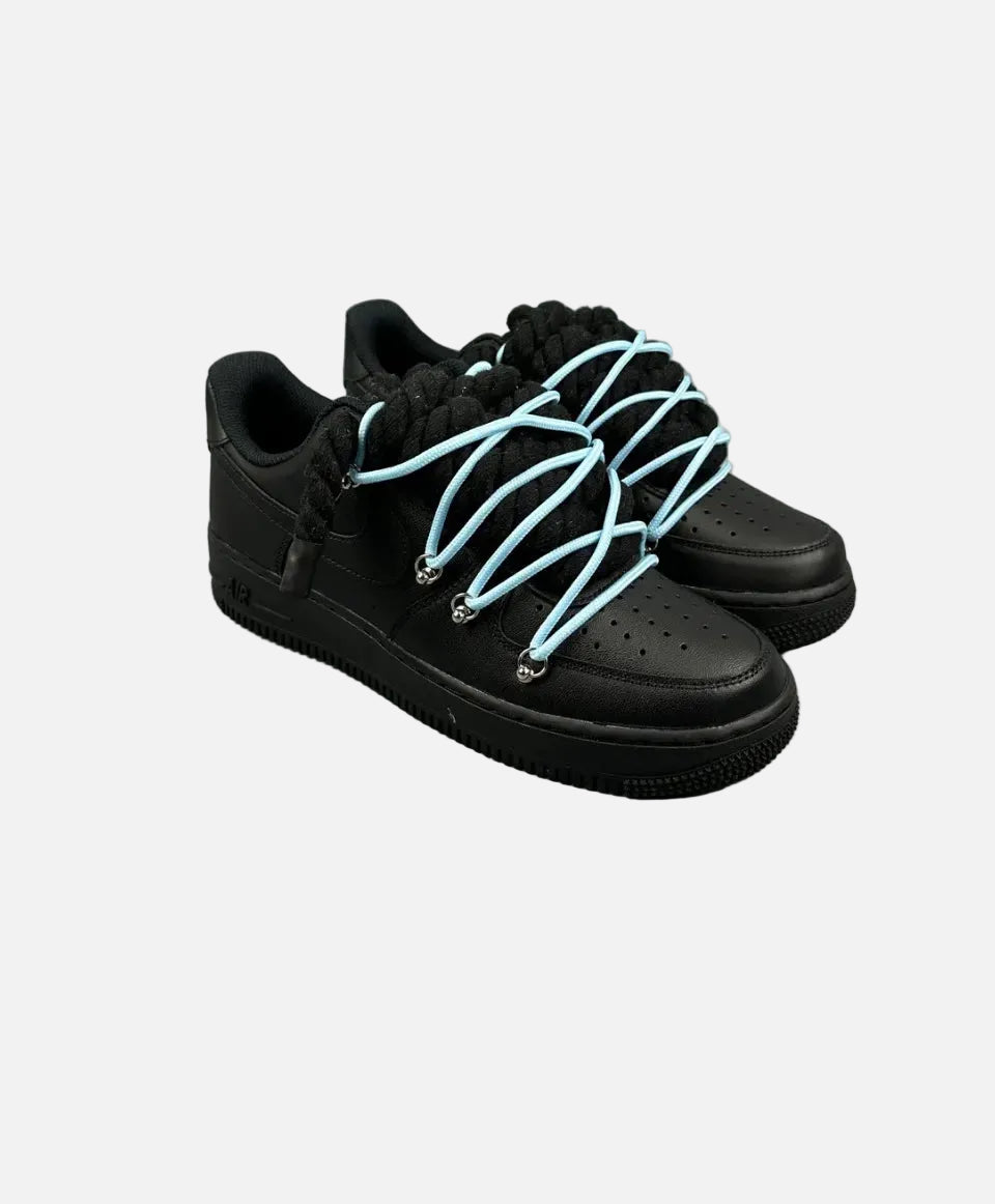 Air Force 1 Black Overlaces Azzurre